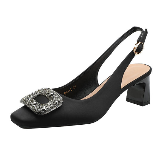 Damen Slingback-Pumps mit dekorativem Schmuckelement und komfortablem Blockabsatz R&B