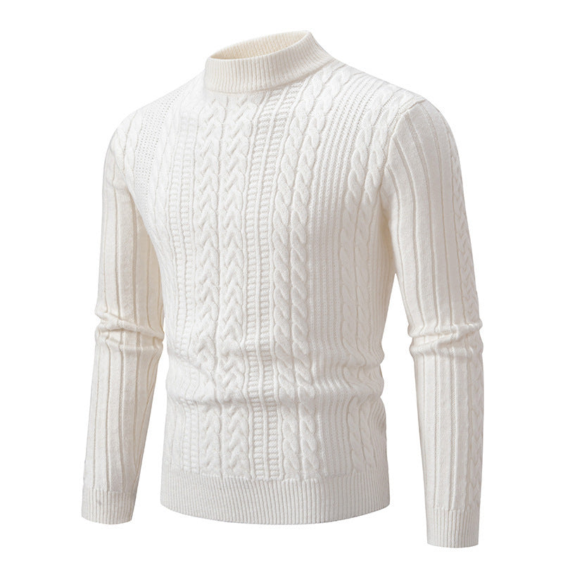 Herren eleganter Rollkragenpullover mit tiefem Zopfmuster und moderner Passform R&B