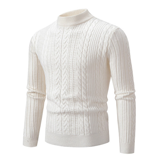 Herren eleganter Rollkragenpullover mit tiefem Zopfmuster und moderner Passform R&B