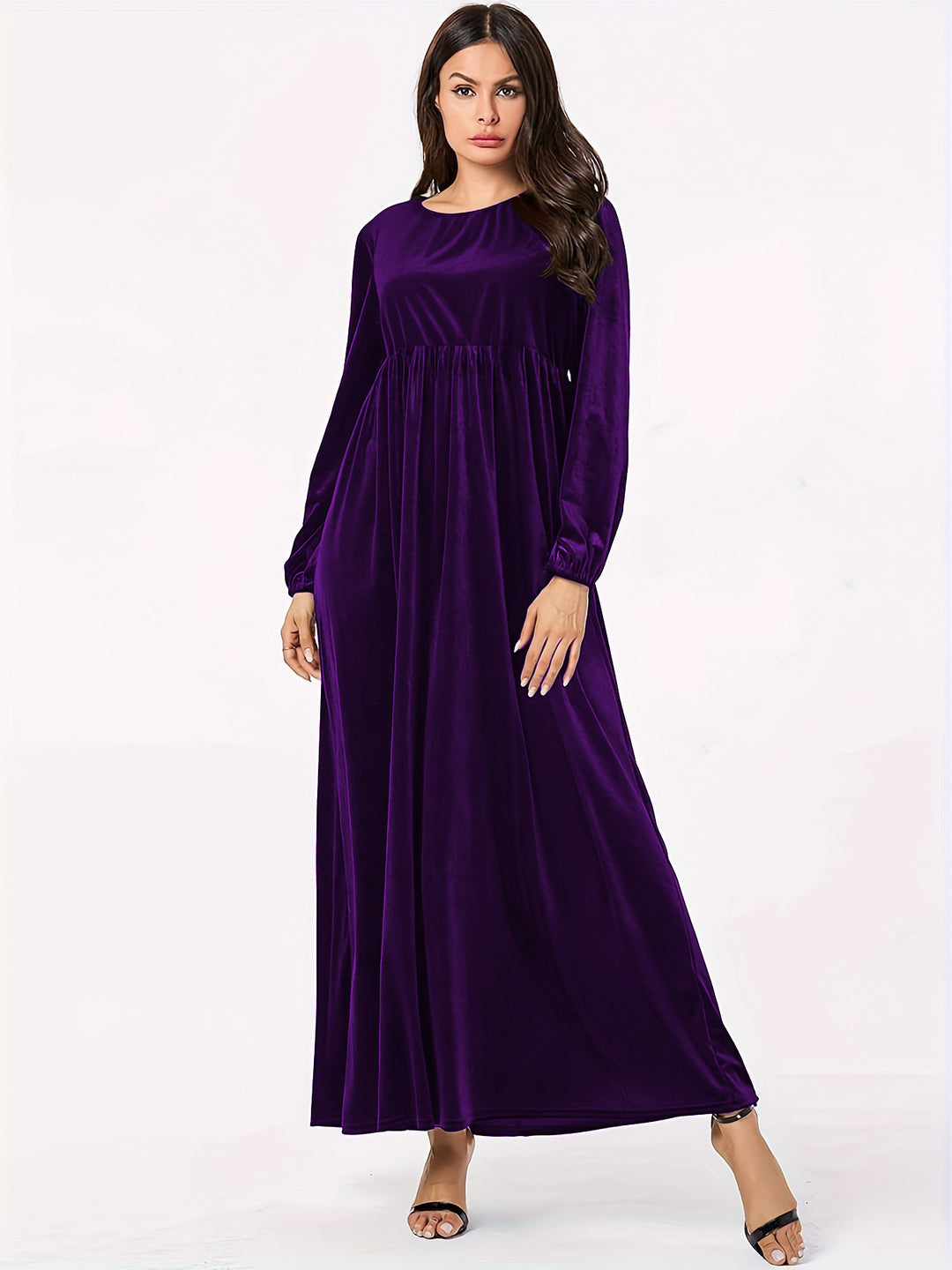 Damen Maxikleid aus luxuriösem Samt mit elegantem Faltenwurf R&B