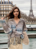 Damen Kurzer Strickjacke mit auffälligem Fransen-Design R&B