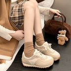 Damen sportliche Sneaker mit kuscheligem Fellkragen und rutschfester Gummisohle R&B