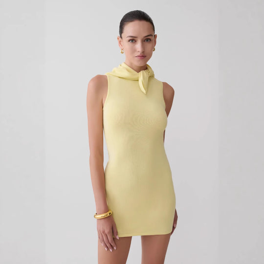 Damen Elegantes Minikleid mit asymmetrischem Kragen R&B