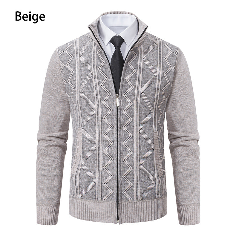 Herren modische Strickjacke mit hohem Kragen und Reißverschluss R&B