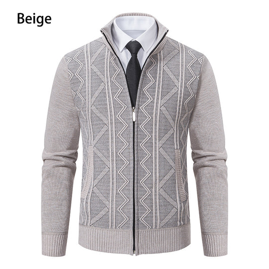 Herren modische Strickjacke mit hohem Kragen und Reißverschluss R&B
