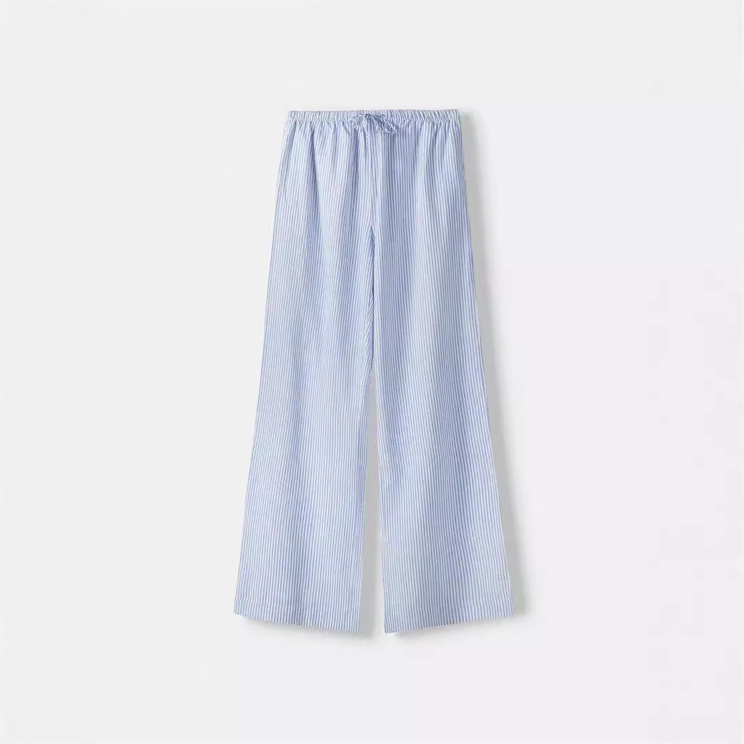 Damen Weite Sommerhose mit komfortablem Gummibund und Streifenmuster R&B