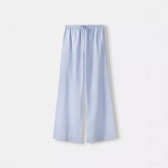 Damen Weite Sommerhose mit komfortablem Gummibund und Streifenmuster R&B