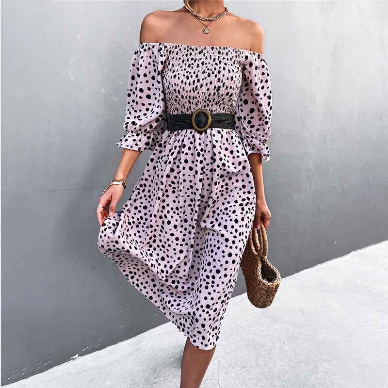Damen Midikleid mit Puffärmeln und figurbetontem Taillenschnitt R&B