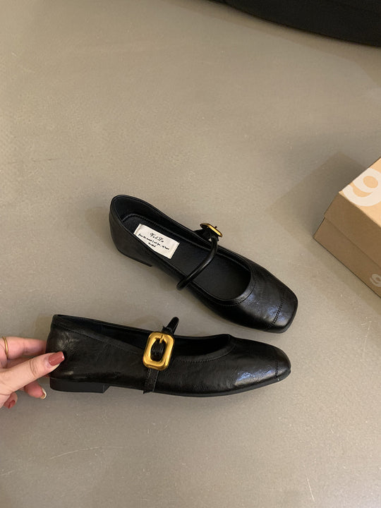 Damen elegante Ballerinas mit modischem Riemchen und stabiler Sohle R&B