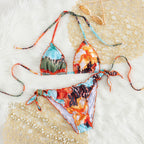 Damen floral gemusterter Triangel-Bikini R&B