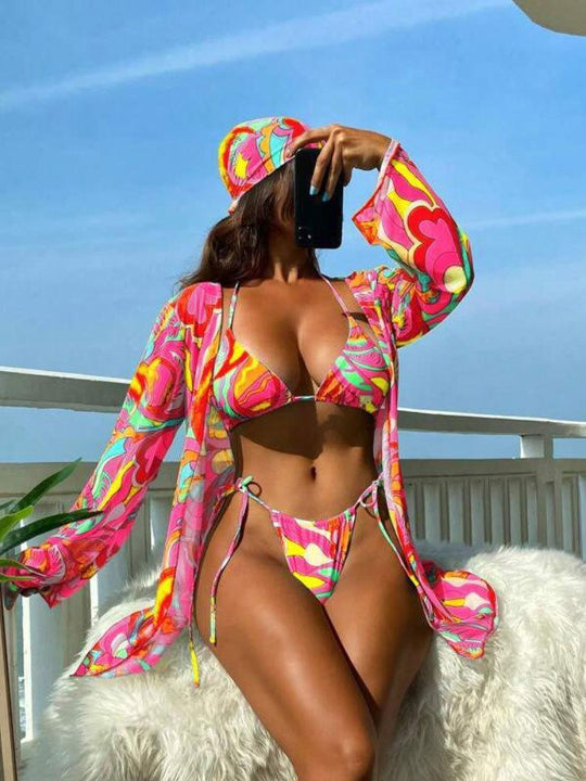 Damen Bikini-Set mit transparentem Überwurf R&B