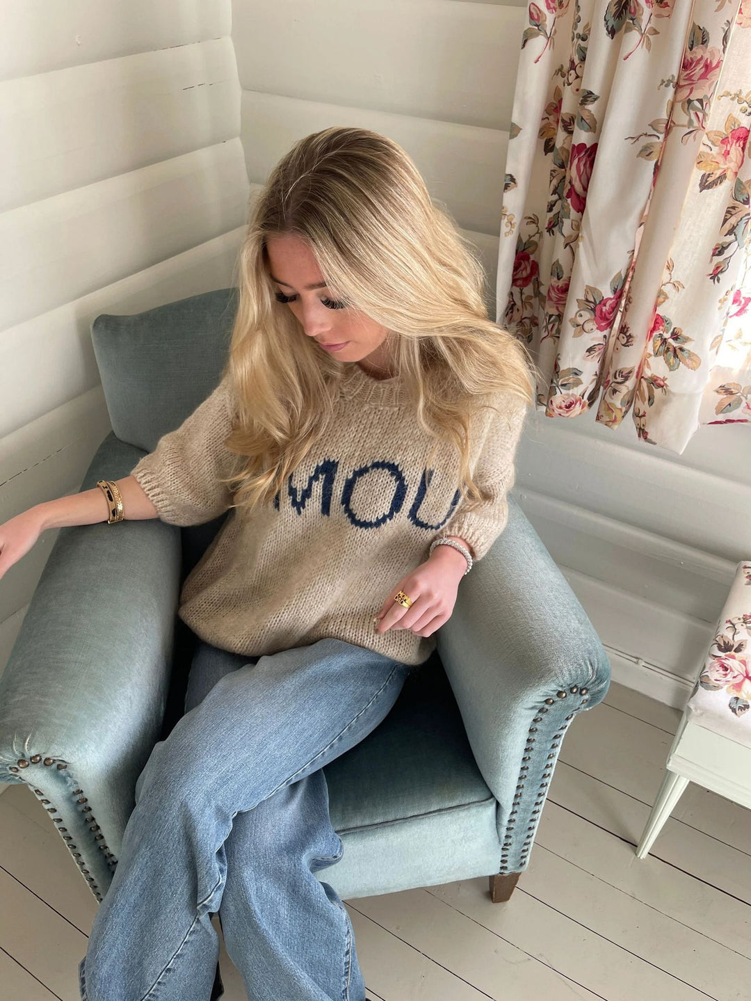 Damen Rundhals-Strickpullover mit oversized Schnitt R&B