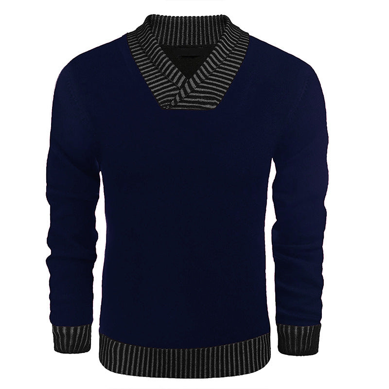 Herren eleganter Strickpullover mit modernem Schalkragen und strukturiertem Oberteil R&B