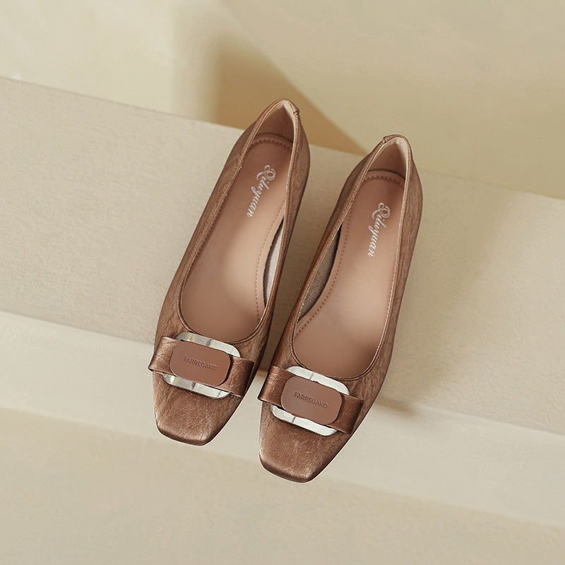 Damen Ballerinas mit elegantem Quadrat-Design und dekorativem Riemen