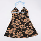 Damen Blütenmuster Strandkleid mit Spaghetti-Trägern und offener Rückenpartie R&B