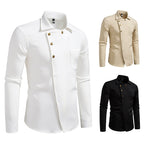 Herren elegantes Hemd mit asymmetrischem Knopfdesign R&B