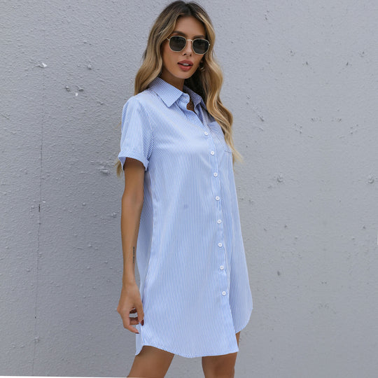 Damen Optimiertes Hemdblusenkleid mit klassischen Streifen und modernem Schnitt R&B