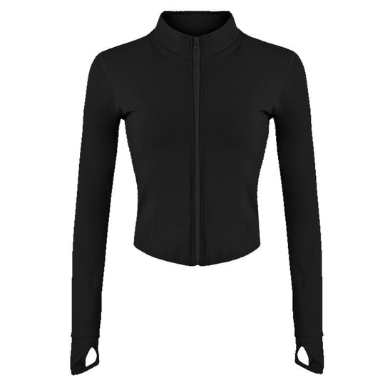 Damen Sportliche Zip-Jacke mit schmalem Schnitt und Daumenlöchern R&B