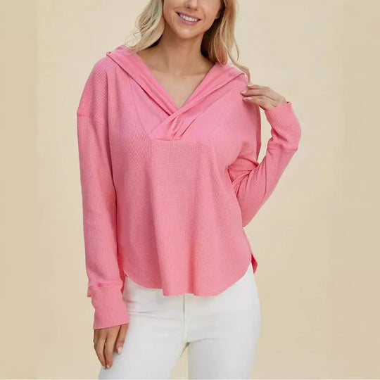 Damen Freizeit Hoodie mit raffiniertem Ausschnitt R&B