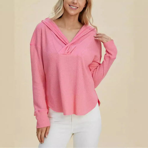 Damen Freizeit Hoodie mit raffiniertem Ausschnitt R&B
