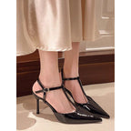 Damen elegante T-Strap High Heels R&B