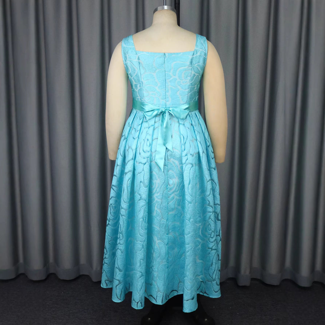 Damen Elegantes A-Linien Kleid mit floralem Jacquard-Muster R&B