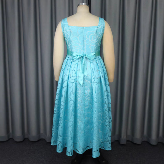 Damen Elegantes A-Linien Kleid mit floralem Jacquard-Muster R&B