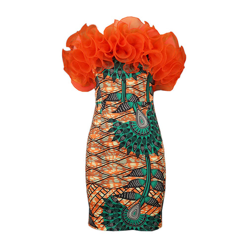 Damen Elegantes Kleid mit voluminösem Rüschensaum und floralen Mustern R&B