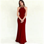 Damen Elegantes Maxikleid mit luxuriösem Kunstpelzkragen R&B