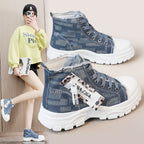 Damen hochschneider Sneakers mit trendiger Markenplakette und einzigartigem Design R&B
