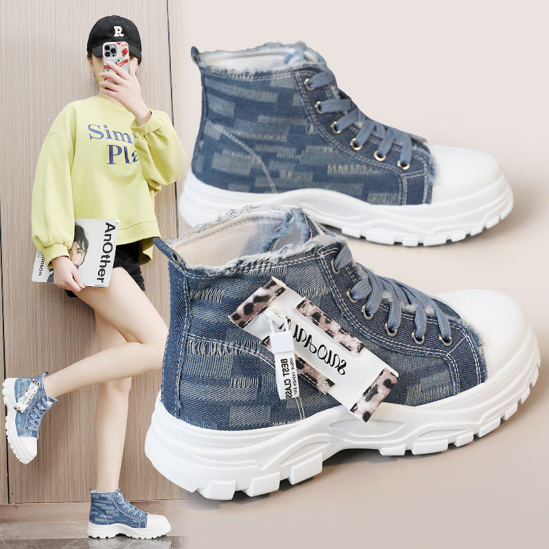 Damen hochschneider Sneakers mit trendiger Markenplakette und einzigartigem Design R&B