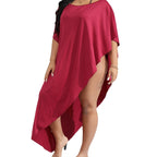 Damen luftiger Strandüberwurf mit elegantem asymmetrischen Schnitt R&B