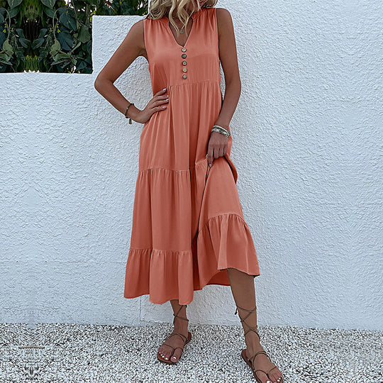 R&B | Ärmelloses lockeres einfarbiges Kleid