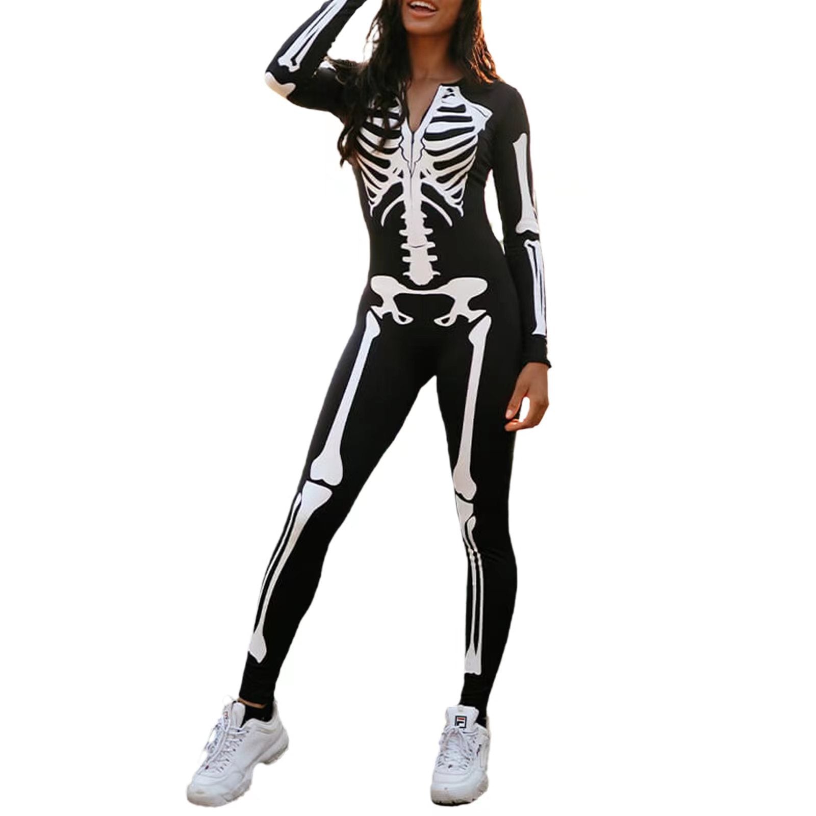 Femme Skeleton Print Bodysuit R&B
