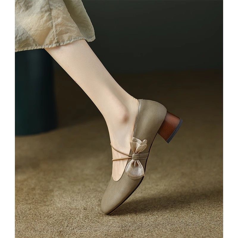 Damen Ballerina mit elegantem Schleifen-Detail und bequemem Blockabsatz R&B