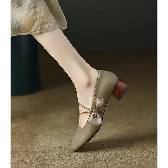 Damen Ballerina mit elegantem Schleifen-Detail und bequemem Blockabsatz R&B
