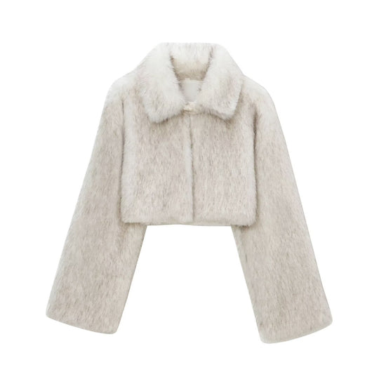 Damen Kunstpelzjacke mit elegantem Schnitt und breiten Ärmeln R&B