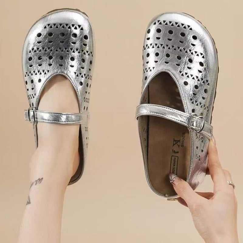 Damen Clogs mit luftigen Cut-Outs und verstellbarem Riemen R&B