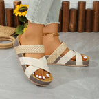 Damen Bequeme Zehentrenner-Sandalen mit geflochtenem Riemendesign und rutschfester Sohle R&B