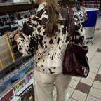 Damen Denim-Jacke im lässigen Cow-Print mit strukturierten Akzenten R&B