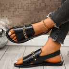 Damen Stilvolle Riemensandalen mit dekorativen Kettenakzenten R&B