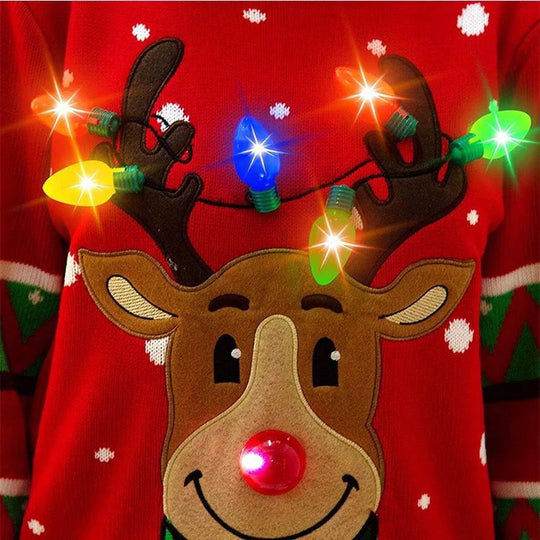 Damen Weihnachtspullover mit leuchtenden Rentier-Motiv R&B