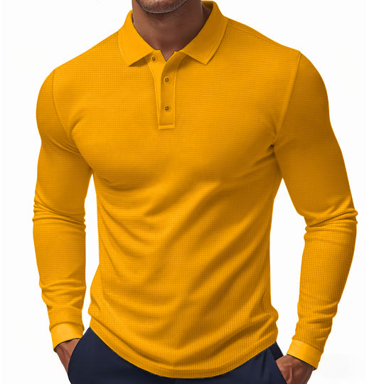 Herren Langarm Poloshirt mit strukturierter Oberfläche und modischen Akzenten R&B