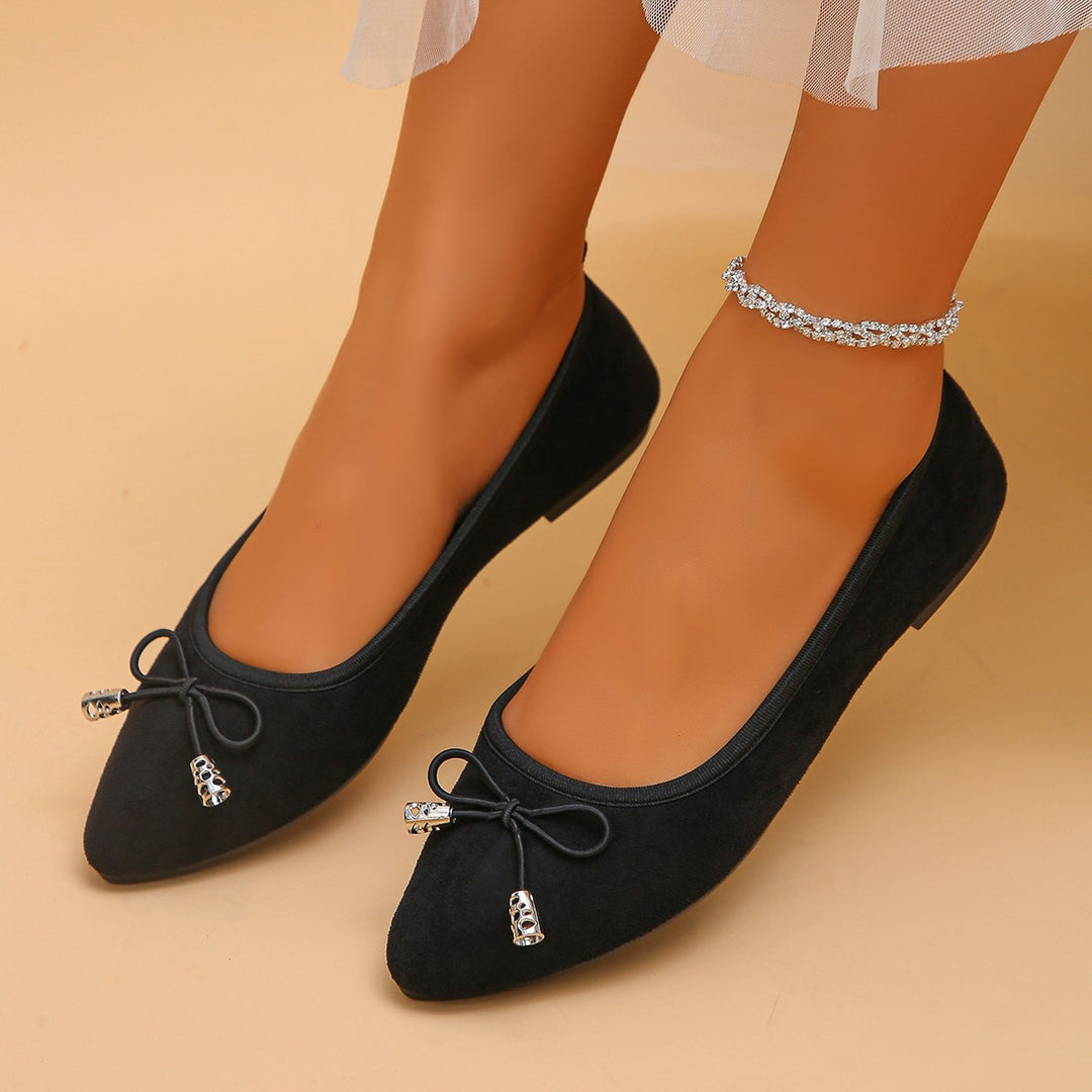 Damen Ballerinas mit dezentem Strassdetail und modischer Schleife R&B