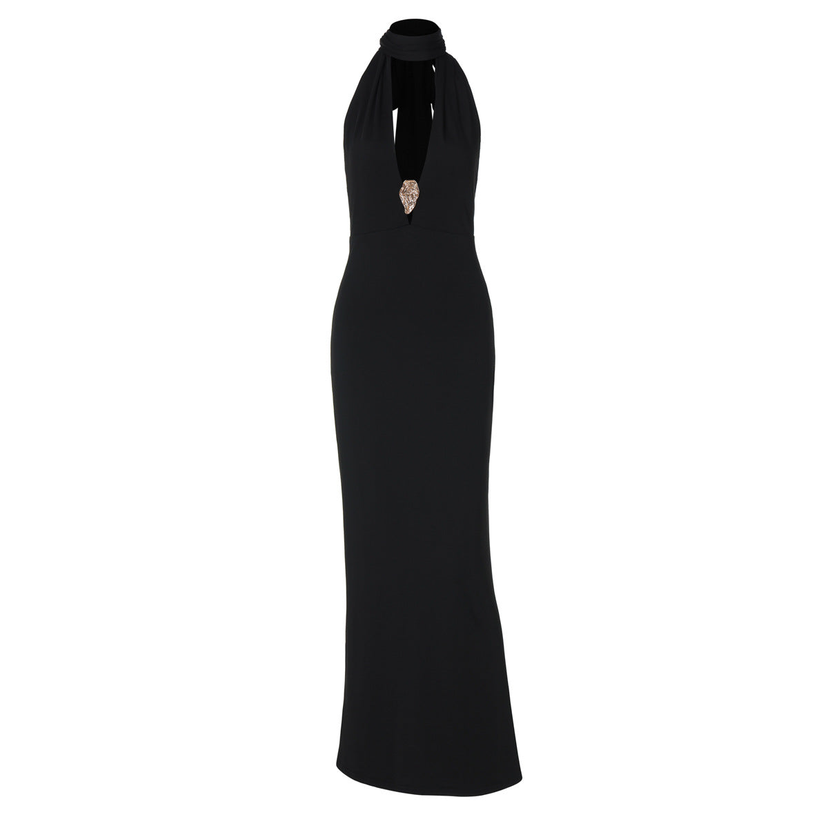 Damen Elegantes Halter-Maxikleid mit verführerischem Ausschnitt R&B