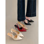 Damen elegante Slingback-Pumps mit Schleifenverzierung R&B