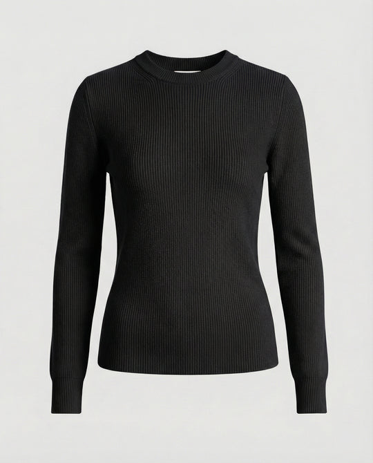 Damen Strickpullover Langarm Rundhals Casual Herbst Oberteil Einfarbig