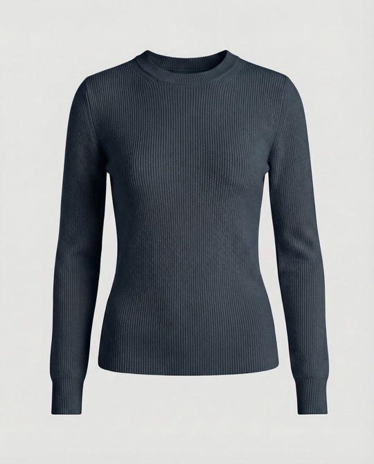 Damen Strickpullover Langarm Rundhals Casual Herbst Oberteil Einfarbig
