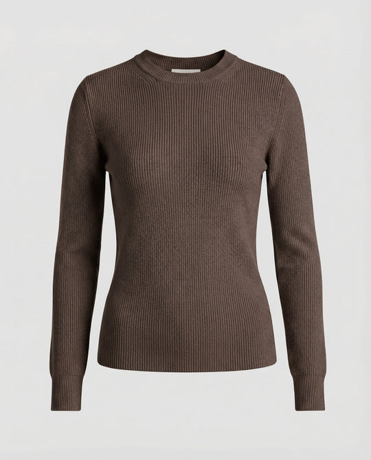 Damen Strickpullover Langarm Rundhals Casual Herbst Oberteil Einfarbig