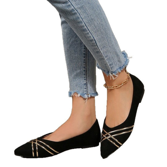 Damen elegante Ballerinas mit geschmackvollen Goldakzenten R&B
